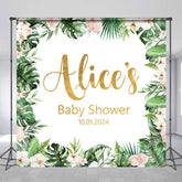 Lofaris Pink Floral Monstera Custom Baby Shower Backdrop